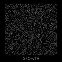 Vector generative branch growth pattern. Lichen like organic structure with veins. Monocrome square biological net of vessels.