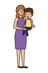 Canvas Print - young mother with little son characters