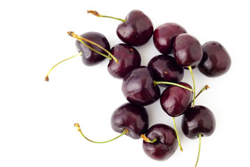 fresh cherries ,red cherry fruit  isolated on a white background