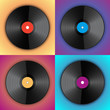 Banner of vinyl player records in pop art style