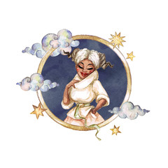 Wall Mural - aries - zodiac symbol. watercolor illustration.