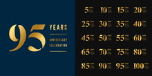 Set Of Anniversary Logotype. Golden Anniversary Celebration Emblem Design For Company Profile, Booklet, Leaflet, Magazine, Brochure, Web, Invitation Or Greeting Card.