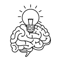 Sticker - brain human with bulb