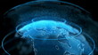 Motion Earth Digital Globe Transparent Surface. Planet Rotation Smaller Object Inside World Map Future Scientific Technology. Business Concept Universe Exploration Concept 3D Animation