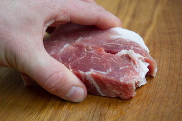 Close view raw crude meat