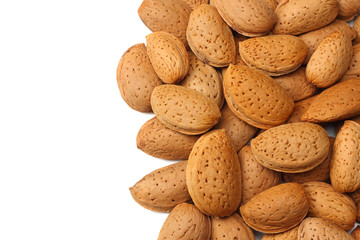 Wall Mural - almonds isolated on white background top view