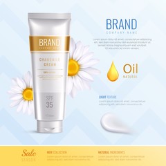 Poster - Organic Cosmetics Ingredients Advertising Realistic Composition