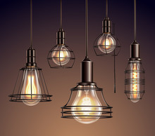Vintage Light Bulbs Realistic Set
