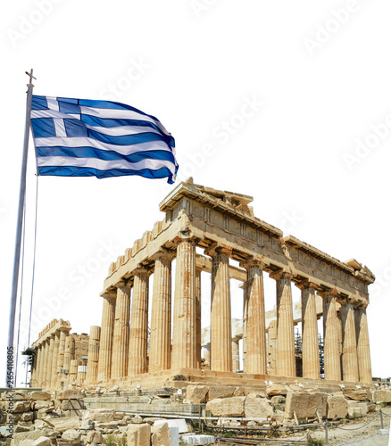 Dekoracja na wymiar  partenon-ateny-grecja-i-flaga-grecka-machaja
