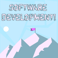 word writing text software development. business photo showcasing software is created using a specif