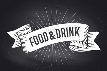 Wall Mural - Food and Drink. Old school vintage ribbon banner