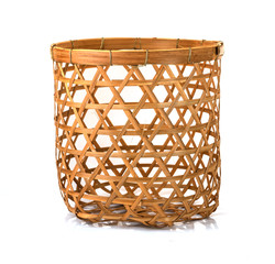 Bamboo basket hand made isolated on white background.