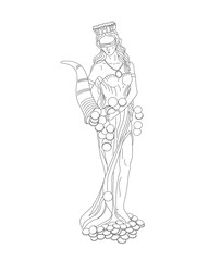 Fortuna goddes of wealth, money and fortune linear illustration