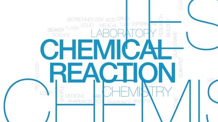 Wall Mural - Chemical reaction animated word cloud. Kinetic typography.