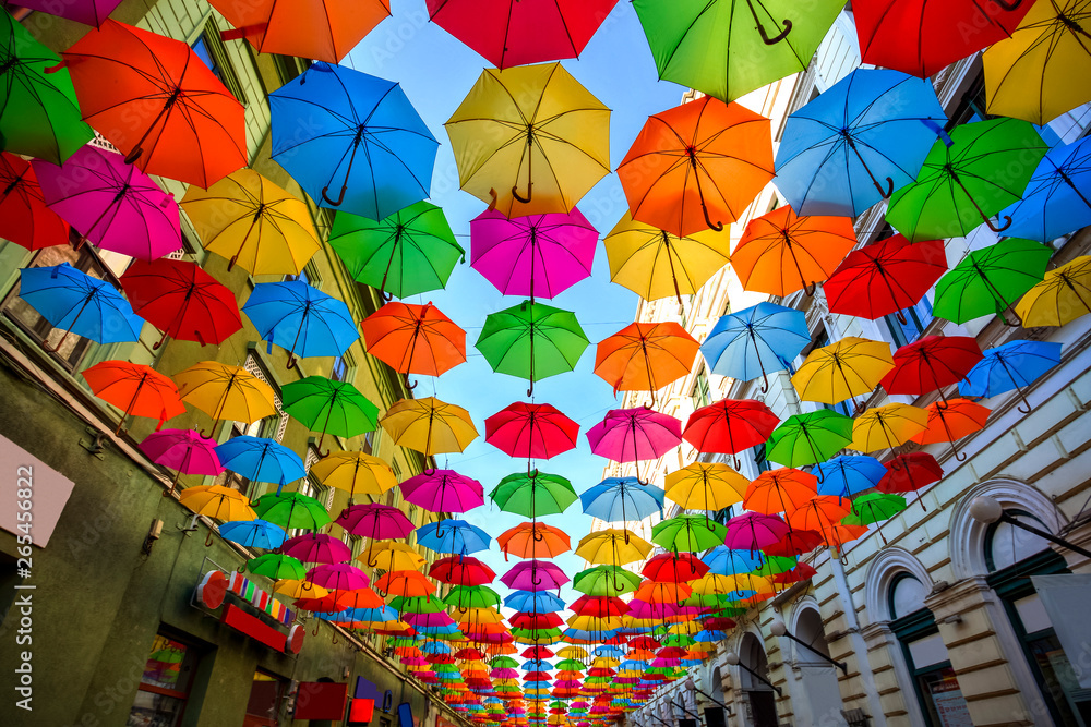 Colorful umbrellas - obrazy, fototapety, plakaty 