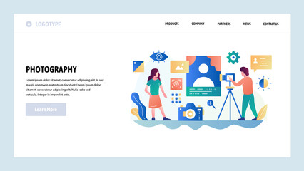 Wall Mural - vector web site design template. photo studio, photography service, digital camera. landing page con