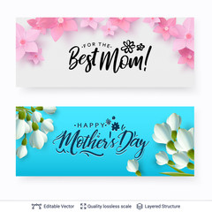 Wall Mural - Greeting banners for Mother's Day vector template.