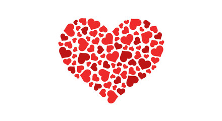 many hearts in the shape of a big heart. isolated on a white background. love symbol. red color. ico