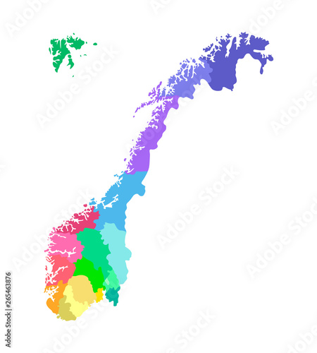 Fotomural Vector isolated simplified illustration with silhouette of Norway, colorful cont