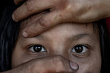 Fototapeta Niebo - Stop abusing violence, Human trafficking, End to violence against children.