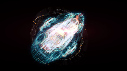 Wall Mural - advance motion graphic futuristic user interface head up display screen with holographic electromagn