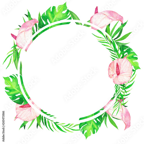 pic Pastel Flower Circle Border Hd fresh green tropical leaves and pastel