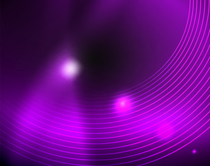 Dark space with neon color glowing lights abstract background