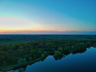 Aerial view of a forest in Belarus