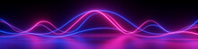 3d Render, Abstract Panoramic Background, Neon Light, Laser Show, Impulse, Equalizer Chart, Ultraviolet Spectrum, Pulse Power Lines, Quantum Energy Impulse, Pink Blue Violet Glowing Dynamic Lines