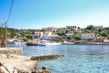 Lun village harbor, in Pag Island, Croatia