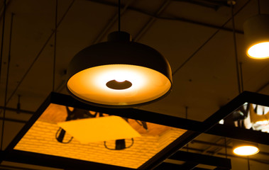 light from yellow bulb lamp