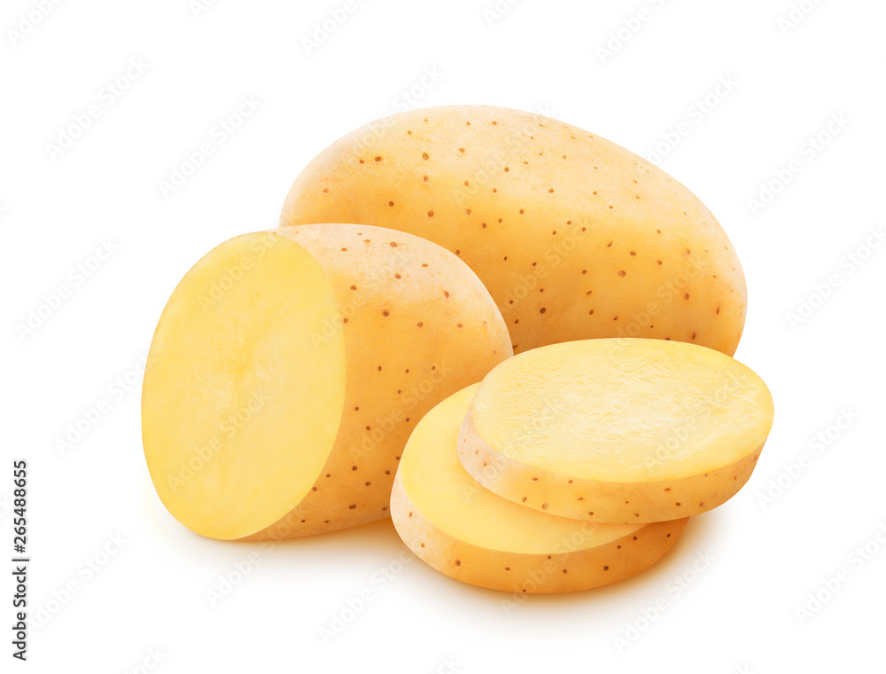 Raw potato isolated on white background with clipping path - obrazy, fototapety, plakaty 