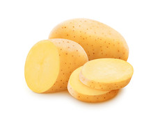 Raw Potato Isolated On White Background With Clipping Path