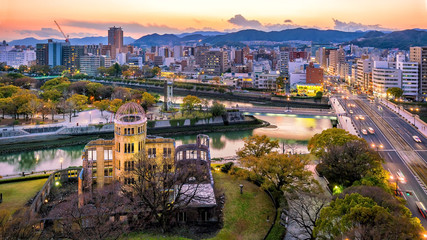 Wall Mural - View of Hiroshima skyline with the atomic bomb dome