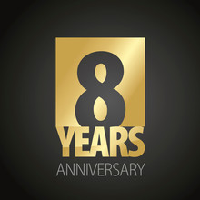 8 Years Anniversary Gold Black Logo Icon Banner