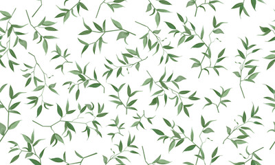 Wall Mural - Beautiful pattern seamless of foliage natural branches rustic pattern, watercolor style. Vector decorative beautiful cute elegant illustration isolated white background