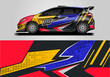© Alleuy - Car wrap livery decal vector , supercar, rally, drift . Graphic abstract stripe racing background . Eps 10