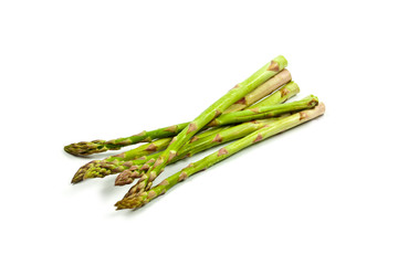 Canvas Print - Bunch of fresh raw garden asparagus isolated on white background.