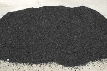 Asphalt pile. Raw asphalt, bitumen