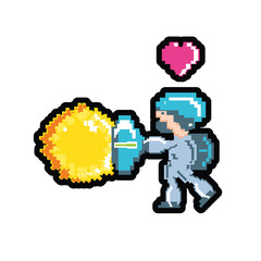 Sticker - video game avatar pixelated with heart