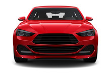 Red Elegant Car - Front View Closeup Shot 