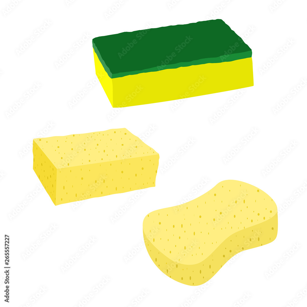 Vector illustration of a kind of sponge for washing items in a kitchen with a white background - obrazy, fototapety, plakaty 