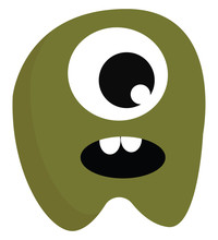 A Green Monster With One Eye Vector Or Color Illustration