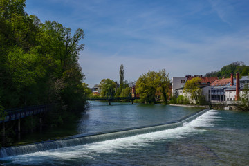 Sticker - River in the city Steyr in Upper Austria / Austria.