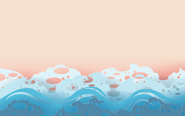Wall Mural - 3d illustration of abstract sea waves on the beach. summertime season background with seacoast.creat