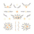 © Kobsoft - Isolated flower elements with branch and leaves. Vector bouquet and decorative object. Blooming floral material for graphic design.