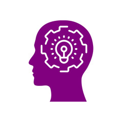 Wall Mural - digital human head, brain, technology, head, memory, creative technology mind, artificial intelligence purple color icon