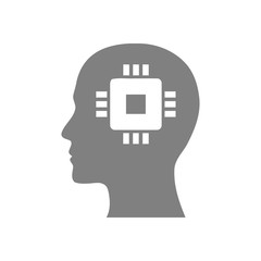 Sticker - digital human head, brain, technology, head, memory, creative technology mind, artificial intelligence grey color icon