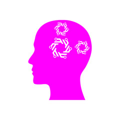 Wall Mural - digital human head, brain, technology, head, memory, creative technology mind, artificial intelligence magenta color icon