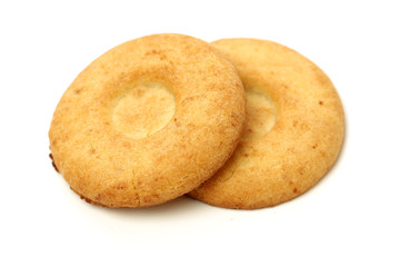 Wall Mural - Biscuits with whole-wheat flour. Crunchy, grains  on white background